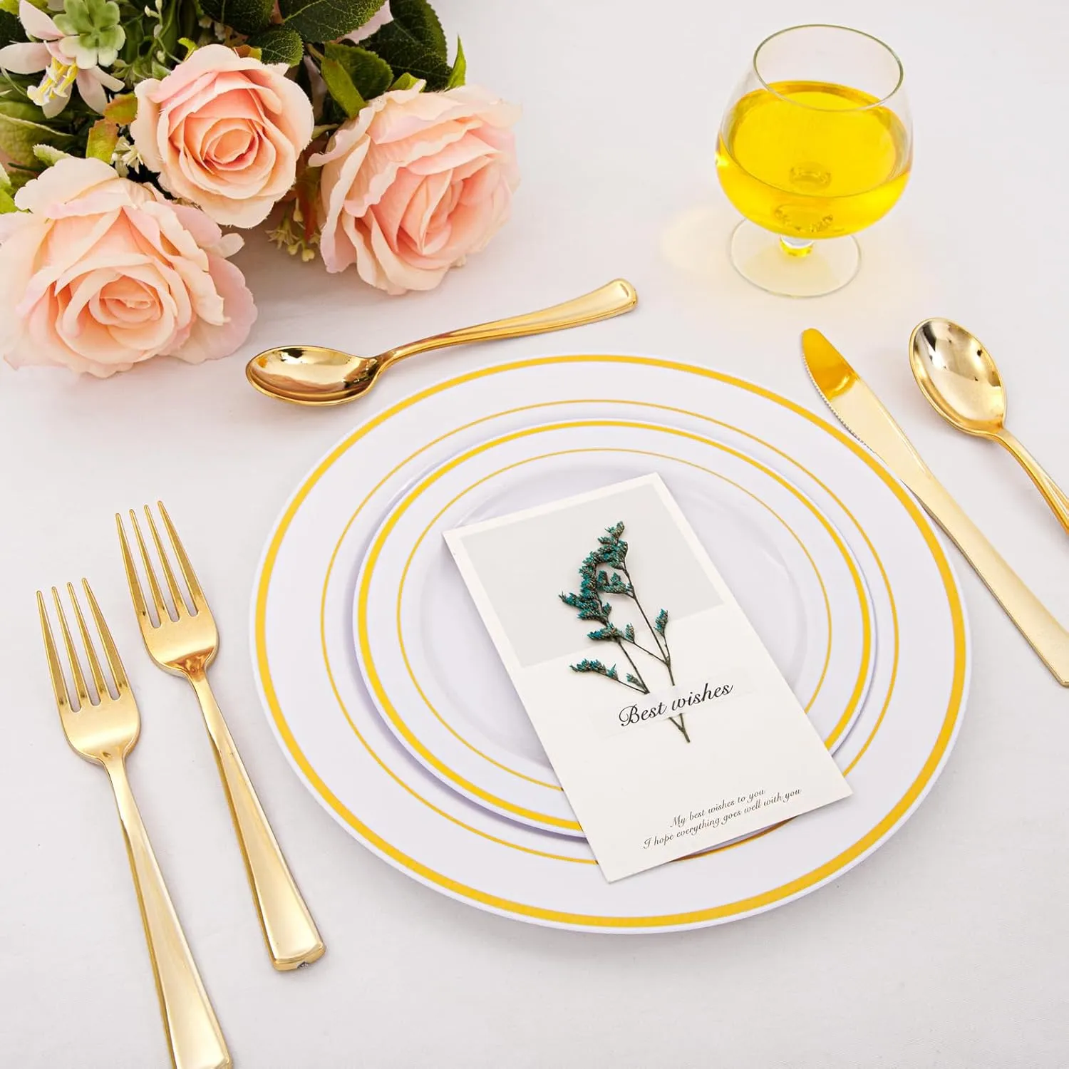 Supernal 360pcs Heavy Duty Silverware, Gold & Silver Plastic Sets for Parties with 120 Forks, Knives and Spoons