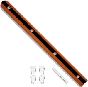 Suzile Wooden Shot Board Ski 4 Person Retro Rustic Shot Board Ski with 4 Shot Glasses and Marker for Weddings Vacations Celebrations and Wedding Gifts(Brown and Black)