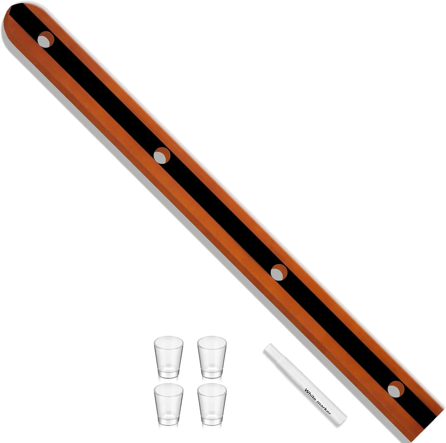 Suzile Wooden Shot Board Ski 4 Person Retro Rustic Shot Board Ski with 4 Shot Glasses and Marker for Weddings Vacations Celebrations and Wedding Gifts(Brown and Black)
