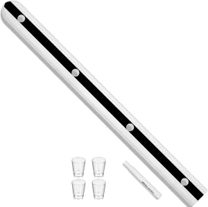 Suzile Wooden Shot Board Ski 4 Person Retro Rustic Shot Board Ski with 4 Shot Glasses and Marker for Weddings Vacations Celebrations and Wedding Gifts(White and Black)
