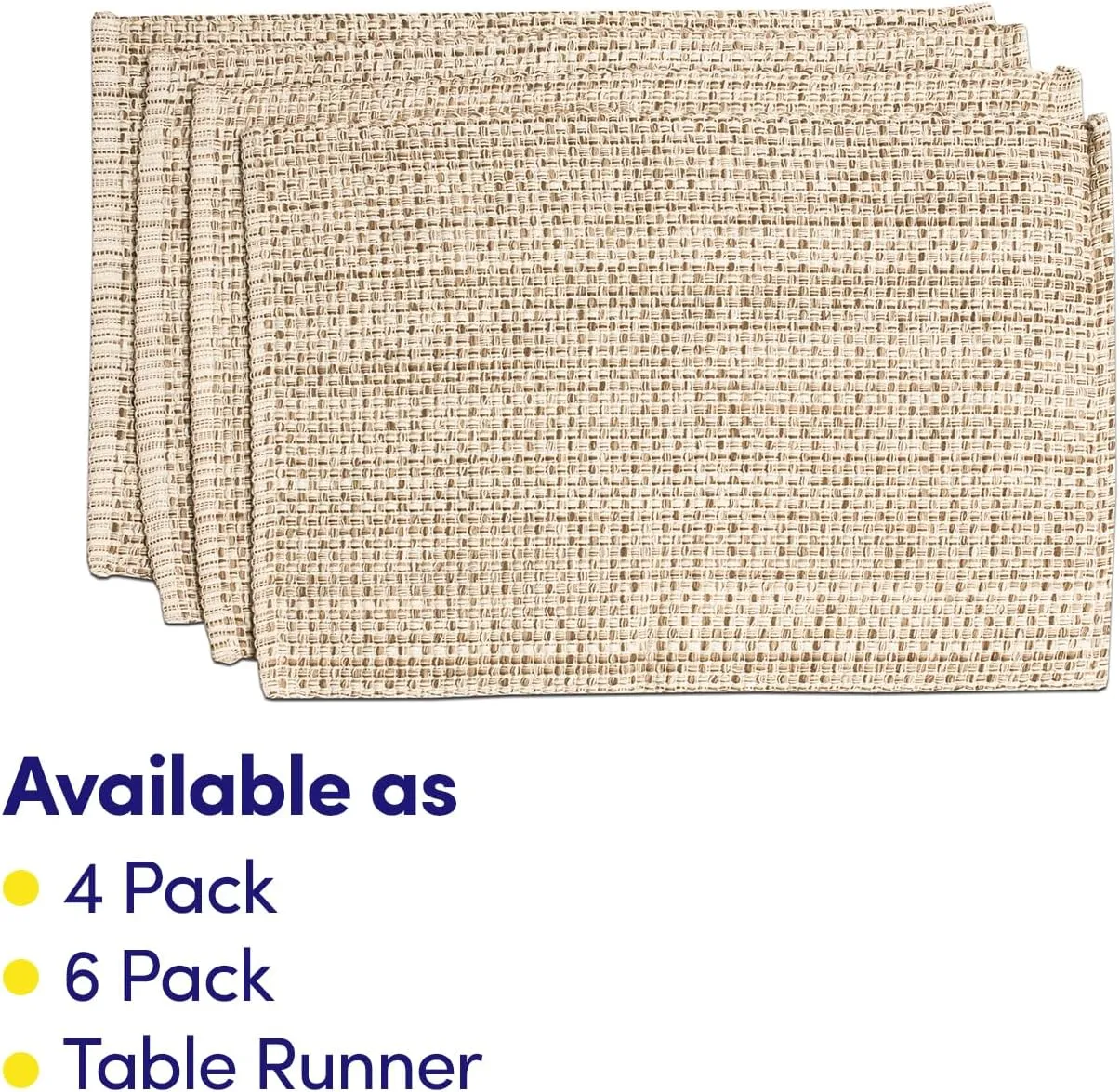 Sweet Home Collection 100% Cotton Placemats for Dining Room Rectangle Two Tone Woven Fabric 13" x 19" Soft Durable Table Mat Set, Set of 6, Eggshell