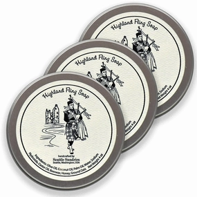 Sweet Honey & Oatmeal Soap Pack for Women & Men - 3x (4oz) Exfoliating All-Natural Bar Soap in a Reusable Travel Tin - Highlander Theme Gift Bundle