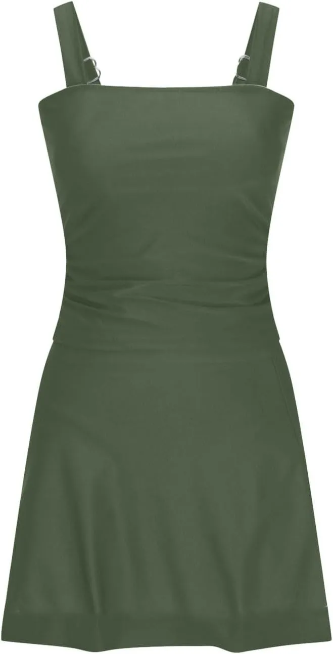 Swim Dress Tummy Control Tankini Tops for Women Two Piece Skirts Bathing Suit Solid Color Summer Beach Swimsuits