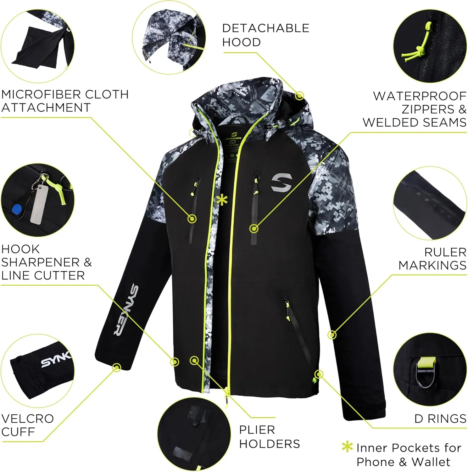 SYNKER STEALTH All Weather Performance Fishing Jacket | Waterproof, Windproof, Rainproof, Breathable, Lightweight