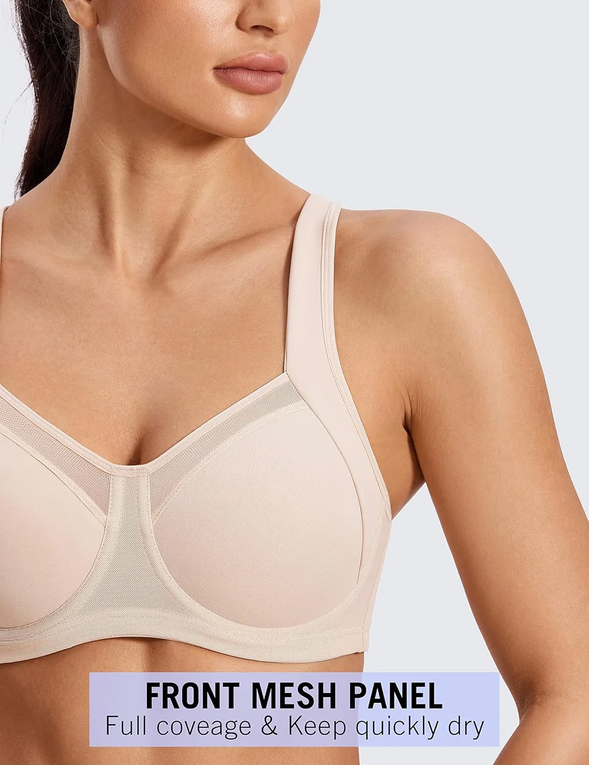 SYROKAN High Impact Sports Bras for Women High Support Unlined Underwire Racerback No Uniboob Workout Bra
