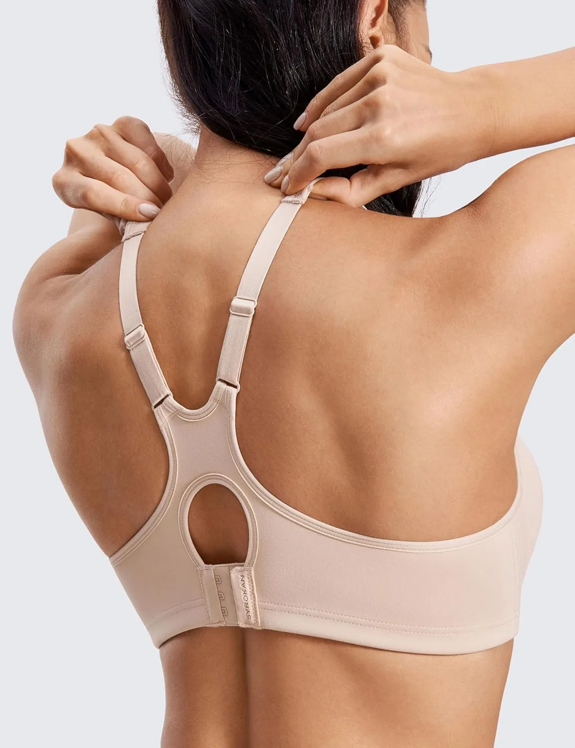 SYROKAN High Impact Sports Bras for Women High Support Unlined Underwire Racerback No Uniboob Workout Bra