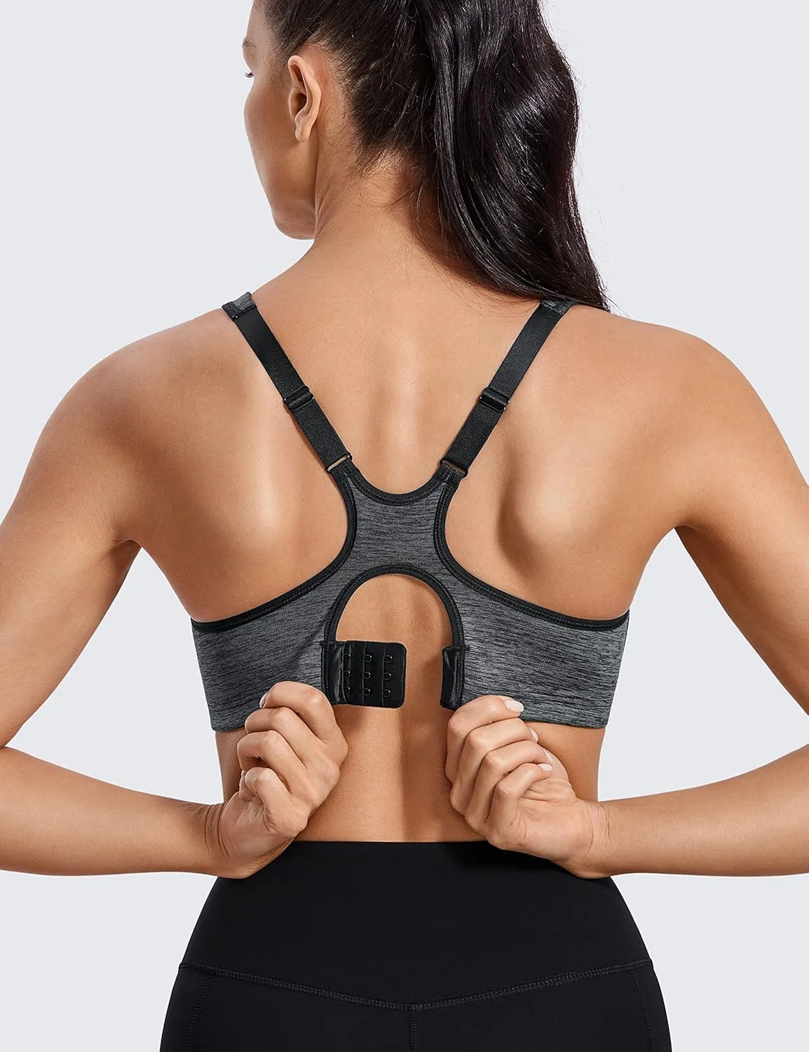 SYROKAN High Impact Sports Bras for Women High Support Unlined Underwire Racerback No Uniboob Workout Bra