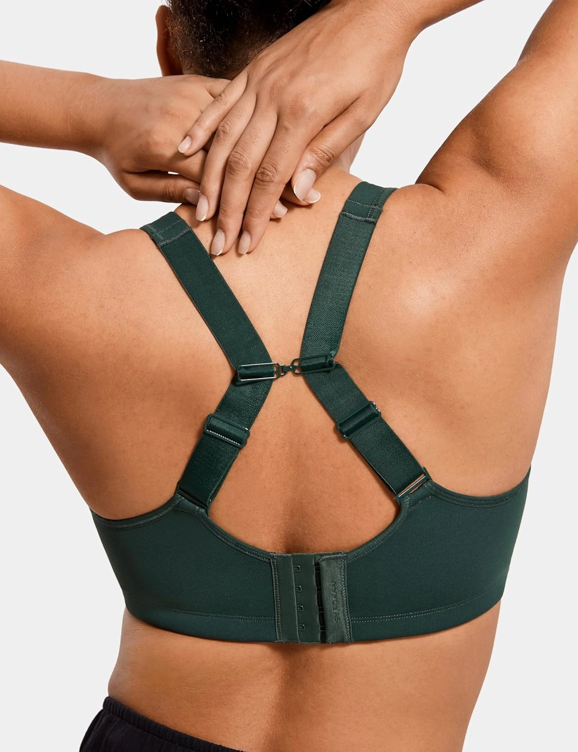 SYROKAN High Impact Sports Bras for Women High Support No Uniboob Underwire Adjustable Cross Back Bra