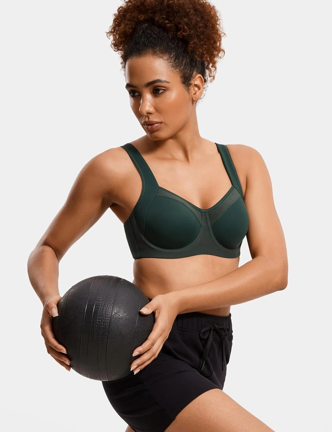 SYROKAN High Impact Sports Bras for Women High Support No Uniboob Underwire Adjustable Cross Back Bra