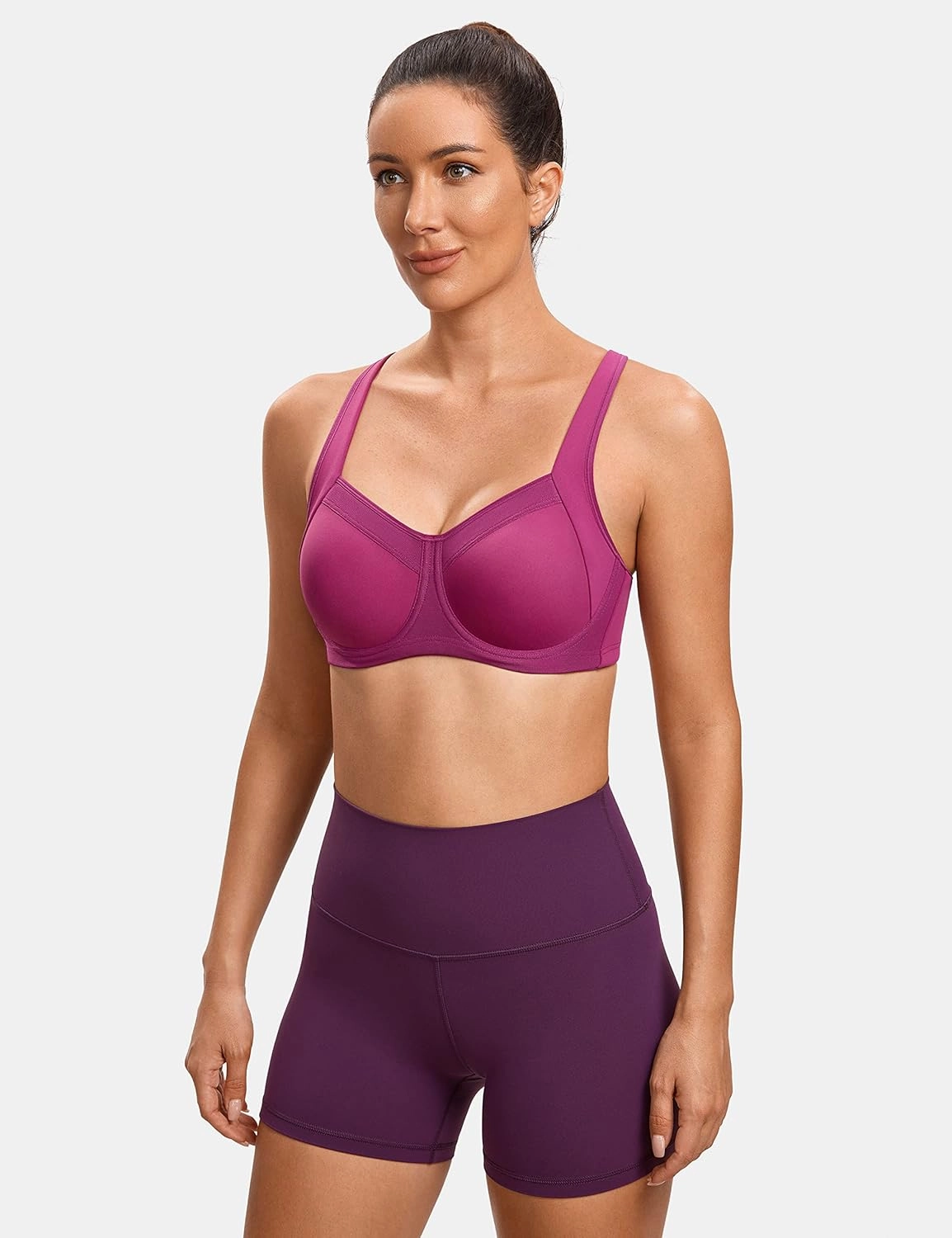 SYROKAN High Impact Sports Bras for Women High Support Unlined Underwire Racerback No Uniboob Workout Bra