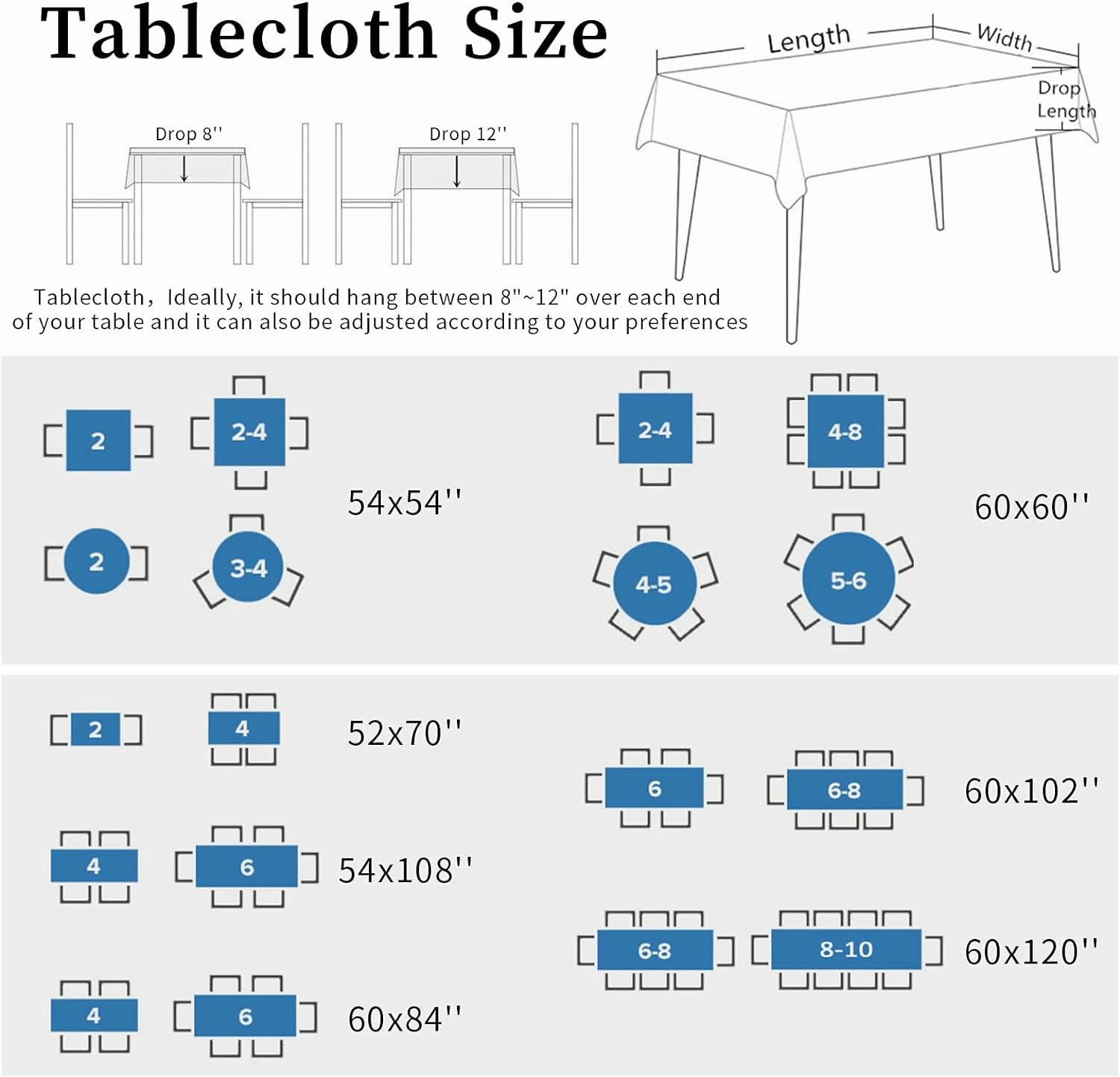 Tablecloth for Rectangle/Oval Tables 54 x 108 Inch Natural Snowy Mountain Landscape Mountain Range Photo Blue Fabric Table Cover Washable Table Cloth for Dinning Party Outdoor Picnic Decorative