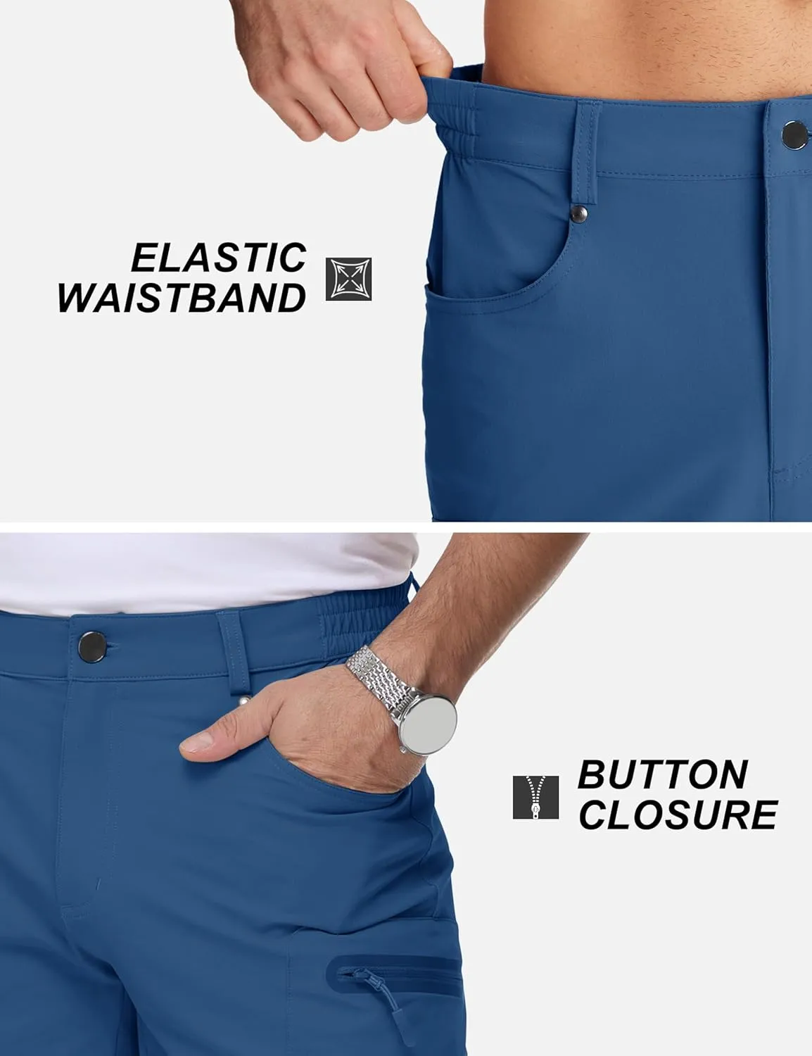 TACVASEN Men's Hiking Cargo Shorts 10" Quick Dry Lightweight Casual Summer Outdoor Golf Shorts with 5 Zipper Pockets