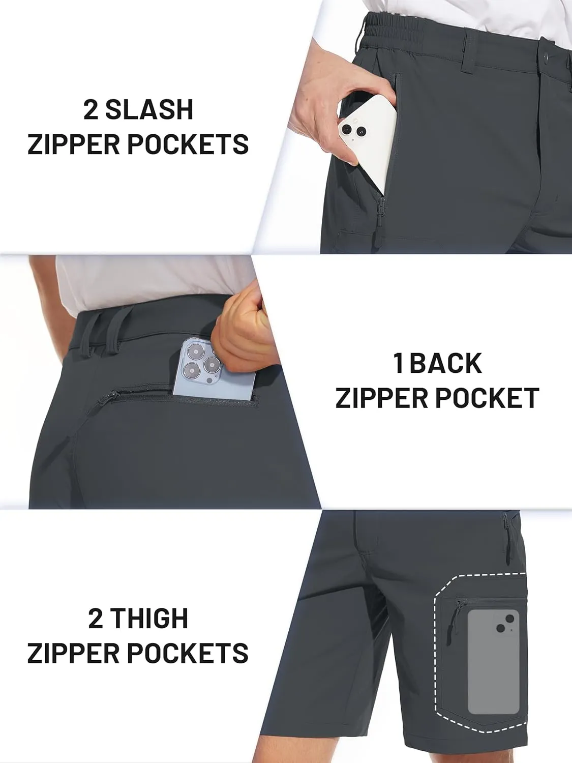 TACVASEN Men's Hiking Cargo Shorts Lightweight Quick Dry Water Resistant Stretch Golf Shorts for Outdoor Fishing Travel