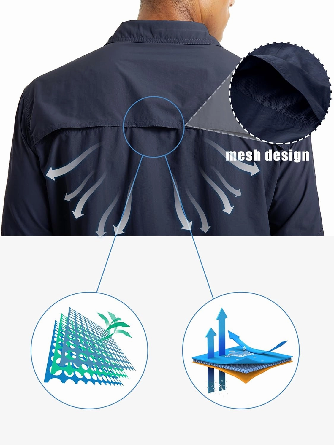 TACVASEN Fishing Shirt for Men, Long Sleeve Shirt Quick Dry Fit, Tactical Shirt Button Up, Work Shirt Lightweight Safari