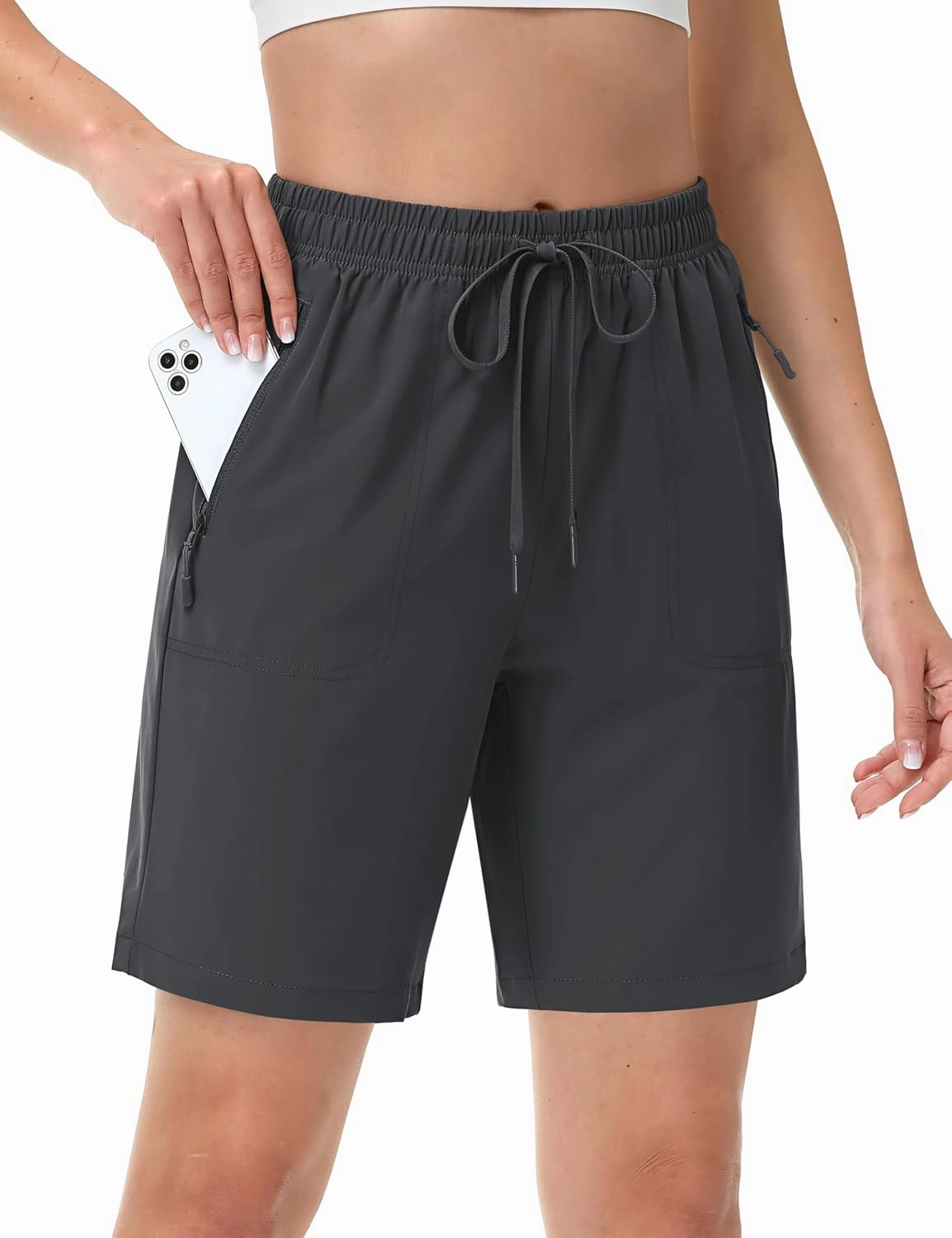 TACVASEN Women's Hiking Shorts Quick Dry Lightweight 8" Water Resistant Athletic Shorts with Pockets Outdoor Golf Active