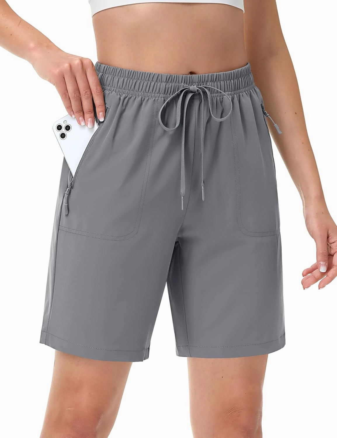 TACVASEN Women's Hiking Shorts Quick Dry Lightweight 8" Water Resistant Athletic Shorts with Pockets Outdoor Golf Active