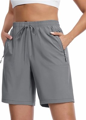 TACVASEN Women's Hiking Shorts Quick Dry Lightweight 8" Water Resistant Athletic Shorts with Pockets Outdoor Golf Active