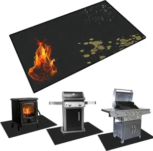 Tansheep Large Double-Sided Fireproof Mat, Under Grill Mat for Outdoor Grill, Indoor Fireplace/Fire Pit Mat, Oil-Proof Waterproof BBQ Protector for Decks and Patios (60 x 36 inch)