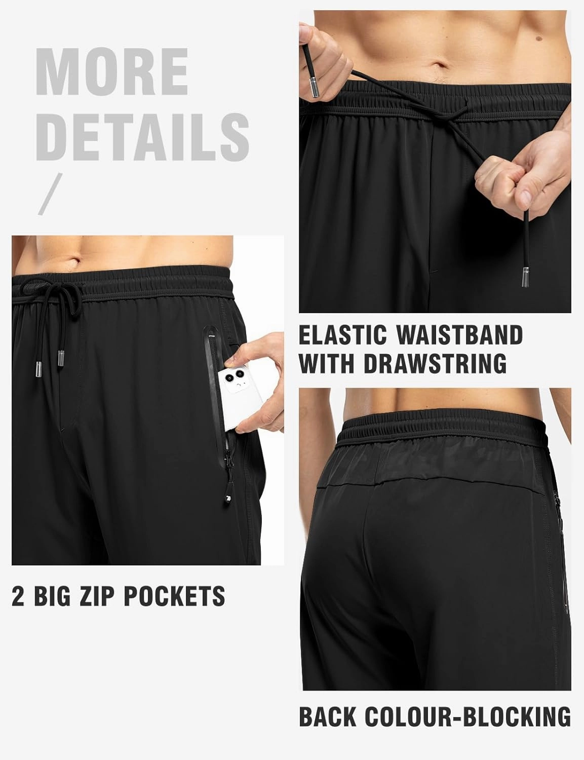 TBMPOY Men's Lightweight Hiking Travel Pants Breathable Athletic Fishing Active Joggers Zipper Pockets