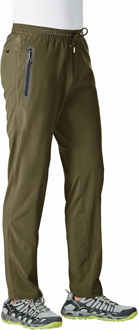 TBMPOY Men's Lightweight Hiking Travel Pants Breathable Athletic Fishing Active Joggers Zipper Pockets