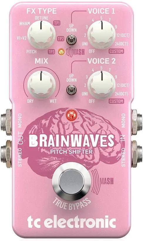 TC Electronic BRAINWAVES PITCH SHIFTER Exceptional Pitch Shifter with Studio-Grade Algorithms, 4 Octave Dual Voices and Groundbreaking MASH Footswitch