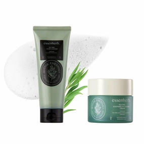 Tea Tree Facial Soothing Care SET : Tea Tree Foaming Facial Cleanser 5.07fl oz   Tea Tree Soothing Moisturizing Cream 2.7fl oz