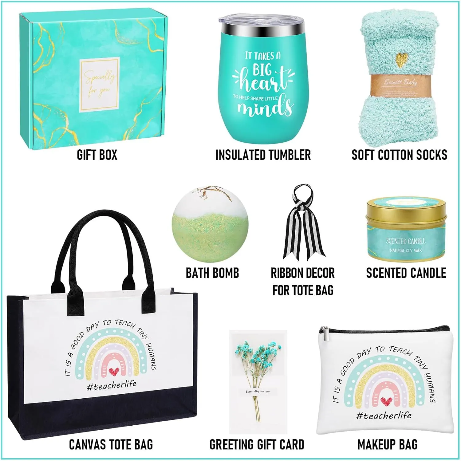 Teacher Appreciation Gifts, Personalized Cool Thank You Teacher Appreciation Gifts Basket Ideas for Women- Birthday, Christmas, Valentines Day, Mothers Day