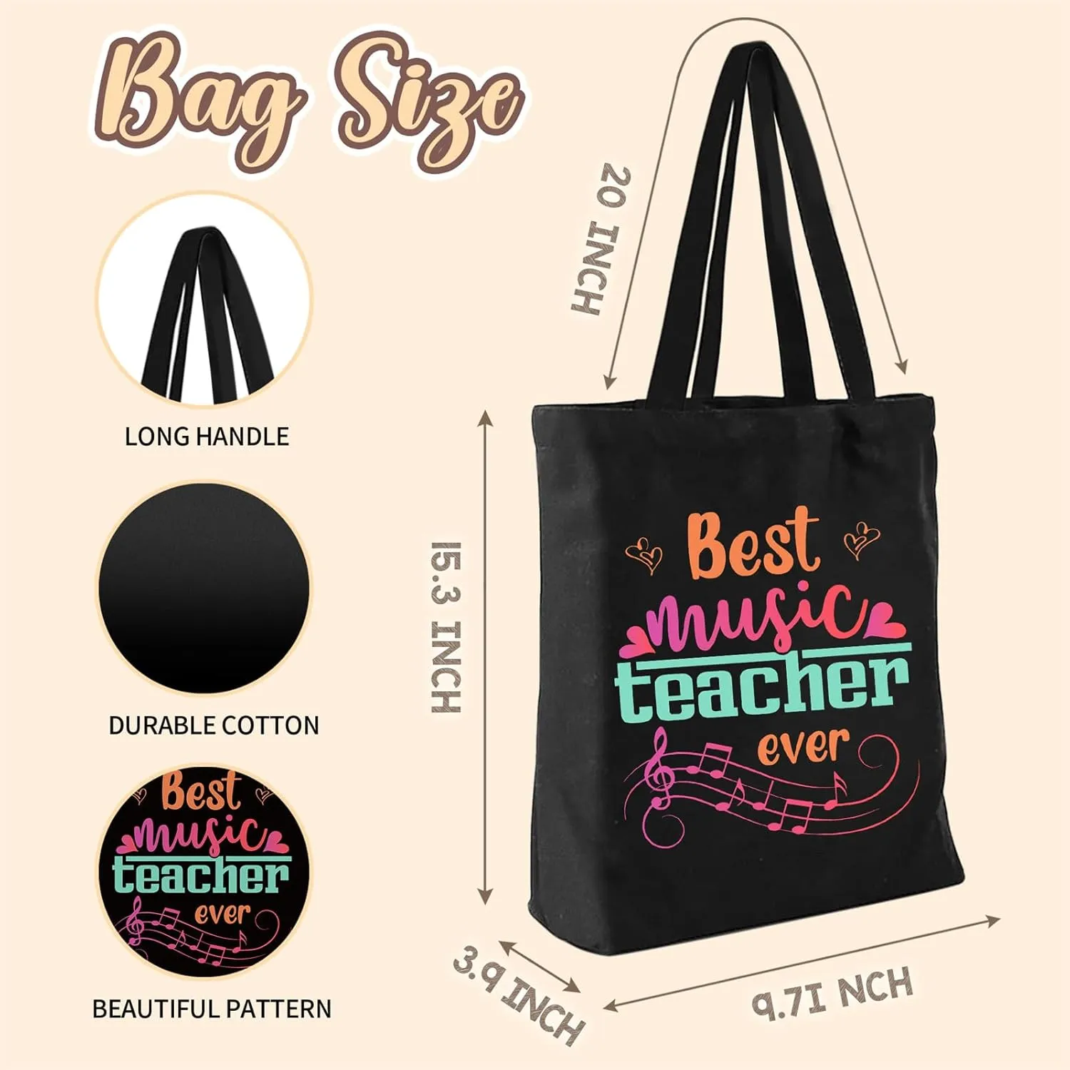 Teacher Canvas Bag Teacher Gifts for Women Christmas Appreciation Thank You Gifts Teacher Reusable Grocery Bag