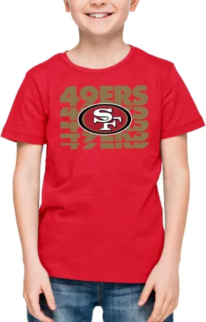 Team Fan Apparel NFL Youth Repeating Logo Football T-Shirt Unisex Tag Free Comfortable, Kids Boys Girls, Lightweight Soft