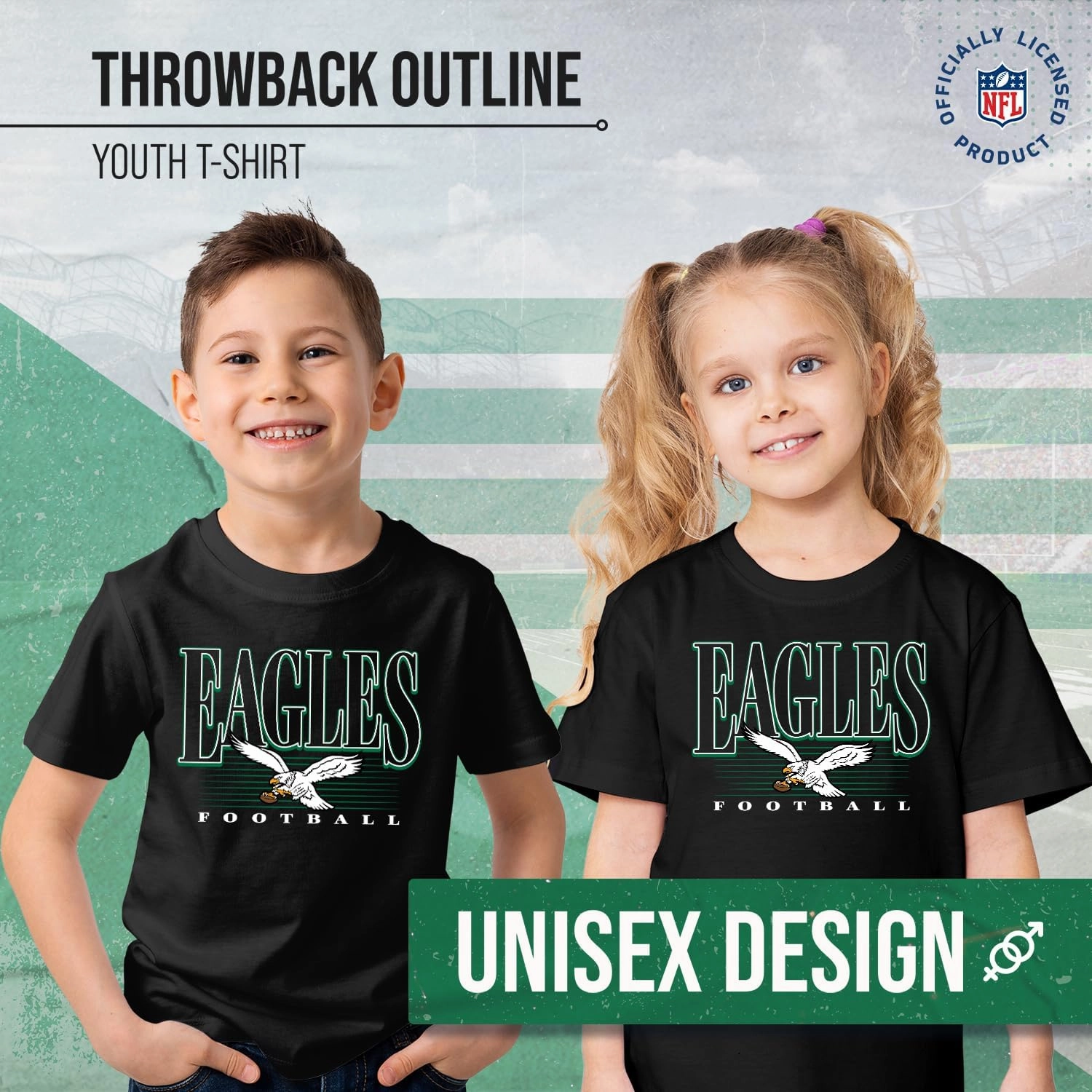 Team Fan Apparel NFL Youth Overtime Blueprint Football T-Shirt Unisex Tag Free Comfortable, Boys & Girls, Lightweight Soft