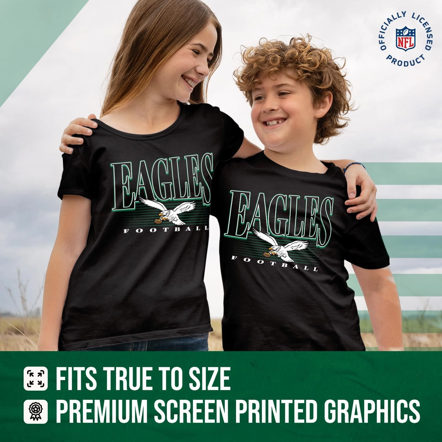 Team Fan Apparel NFL Youth Overtime Blueprint Football T-Shirt Unisex Tag Free Comfortable, Boys & Girls, Lightweight Soft