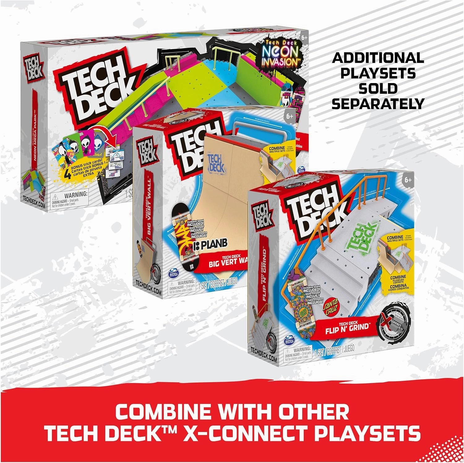 TECH DECK, Flip N’ Grind X-Connect Park Creator, Customizable and Buildable Ramp Set with Exclusive Fingerboard, Kids Toy for Boys and Girls Ages 6 and up