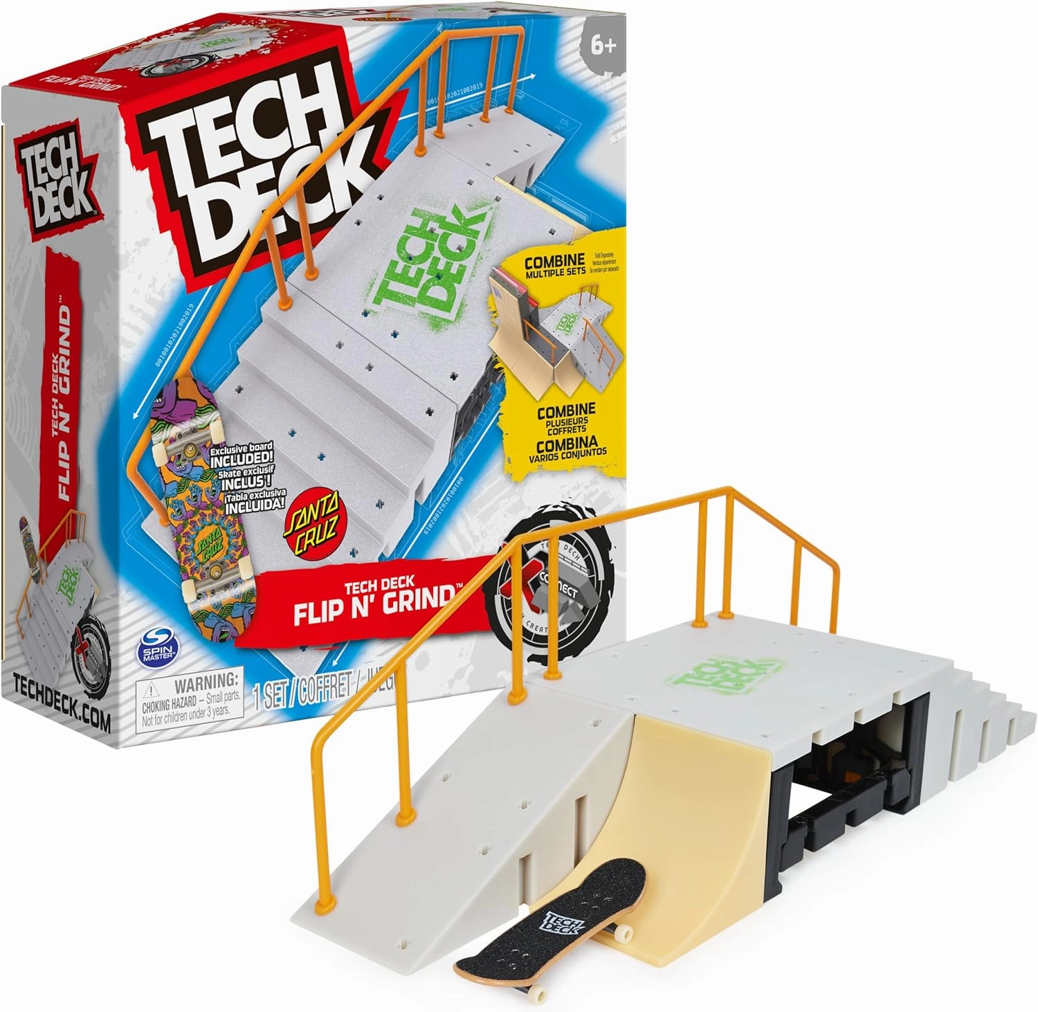 TECH DECK, Flip N’ Grind X-Connect Park Creator, Customizable and Buildable Ramp Set with Exclusive Fingerboard, Kids Toy for Boys and Girls Ages 6 and up