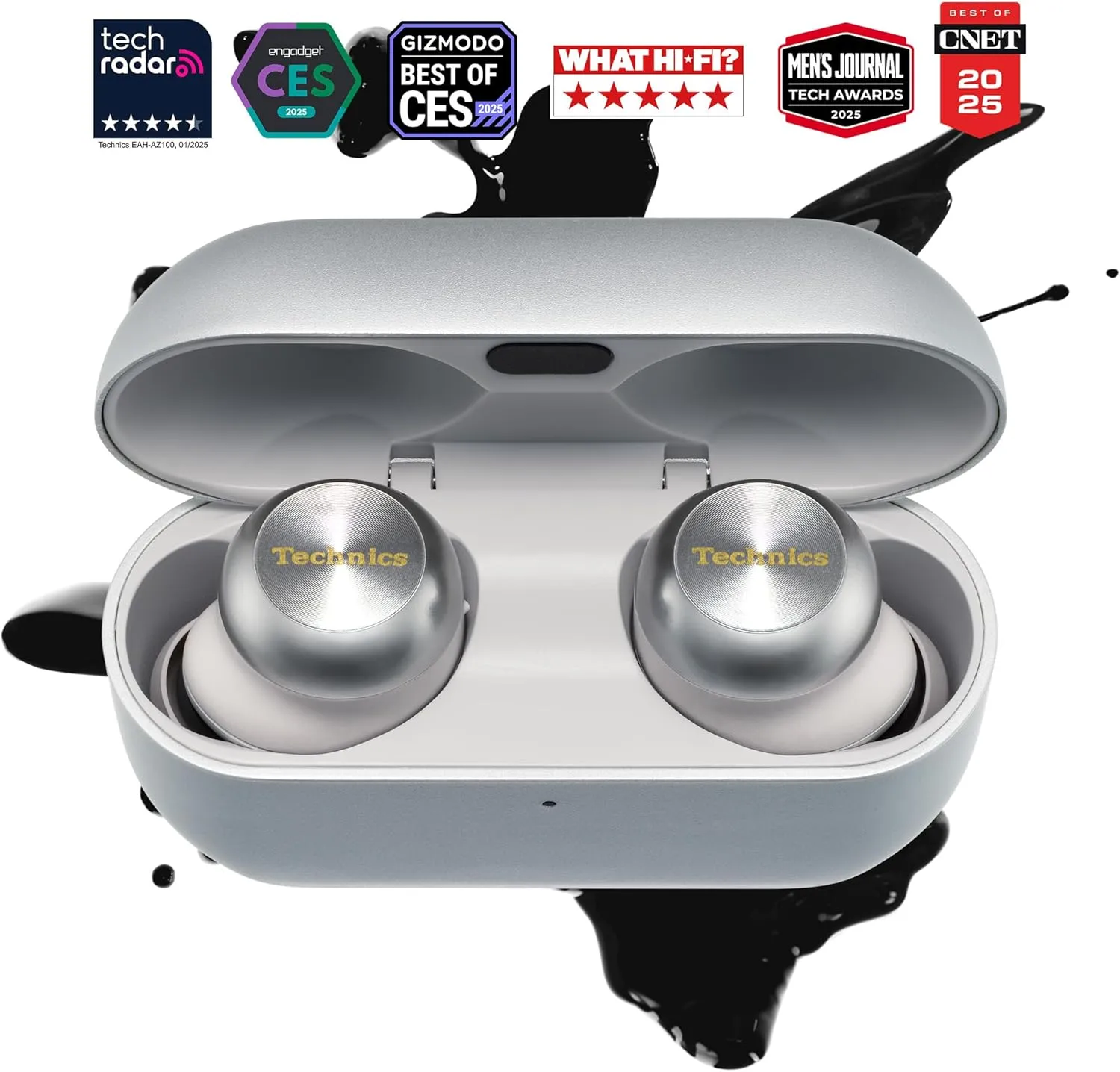 Technics Reference Class Hi-Fi Wireless Earbuds, Dolby Atmos with Head Tracking, Adaptive Noise Cancelling, 3 Device Multipoint, 10-hr Battery, Wireless Charging, Improved Fit - EAH-AZ100-S (Silver)