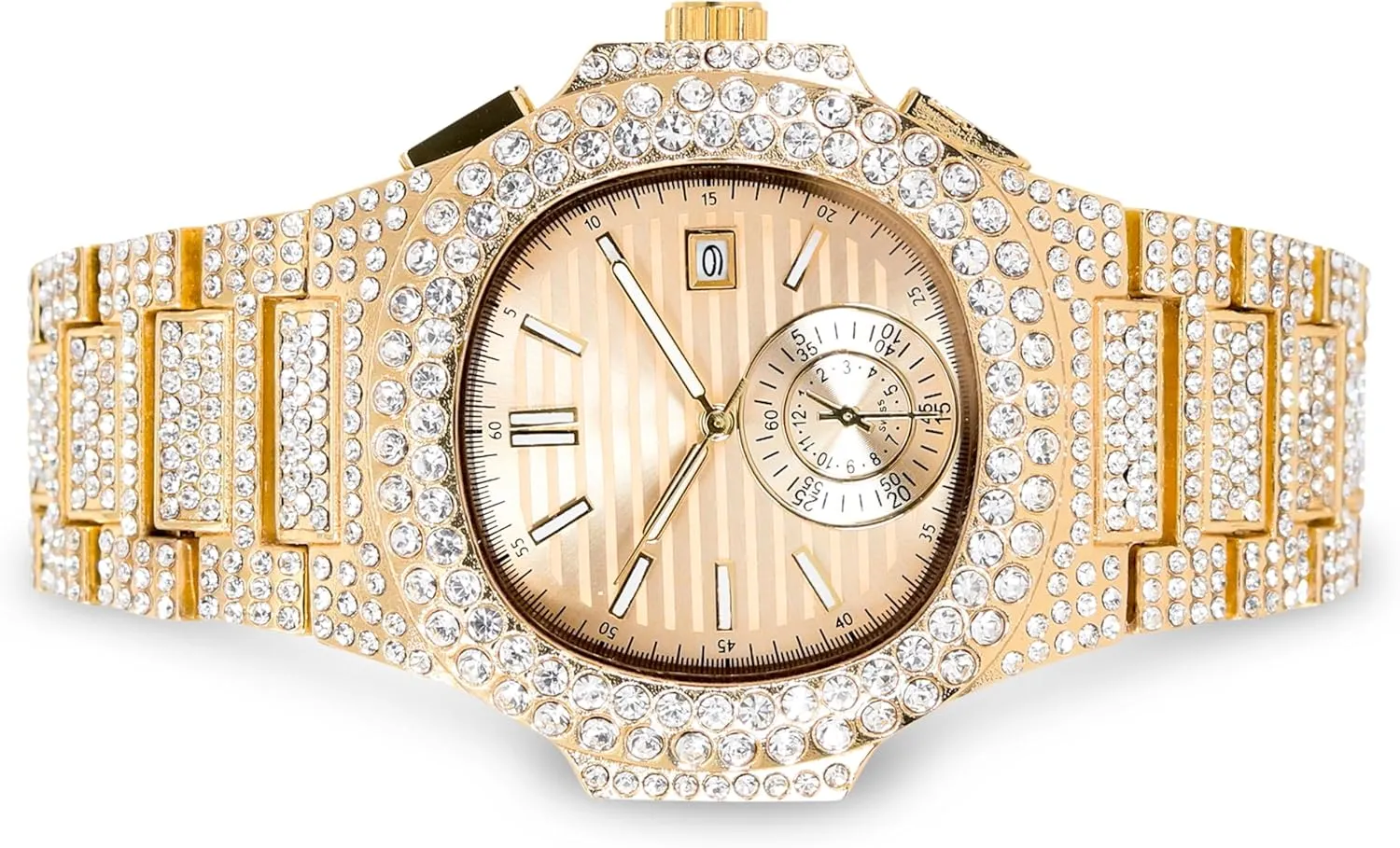 Techno Pave Men's 43mm Iced Out Watch - Luxury Hip-Hop Style, Quartz Movement