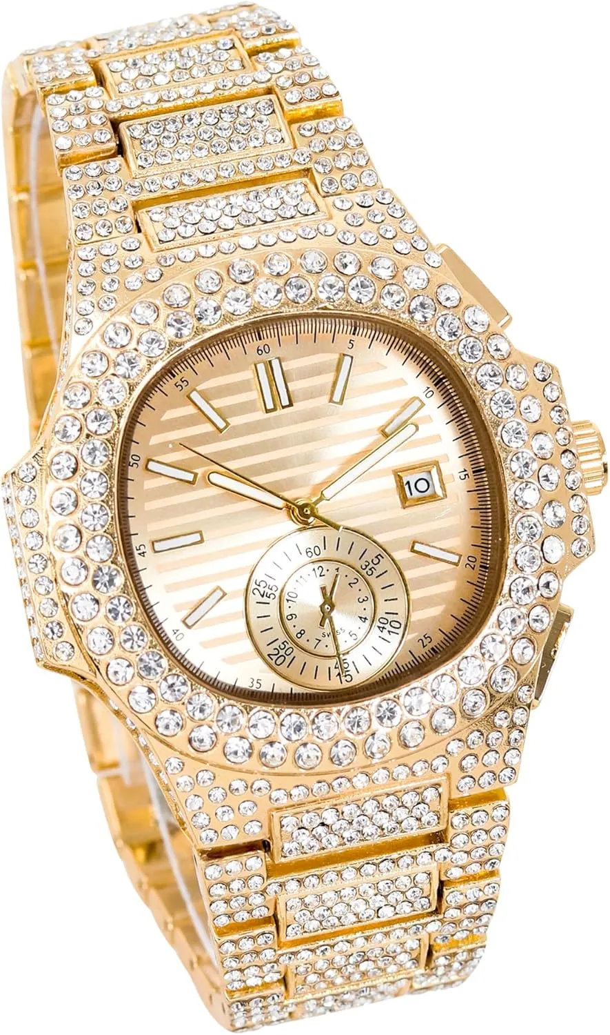 Techno Pave Men's 43mm Iced Out Watch - Luxury Hip-Hop Style, Quartz Movement