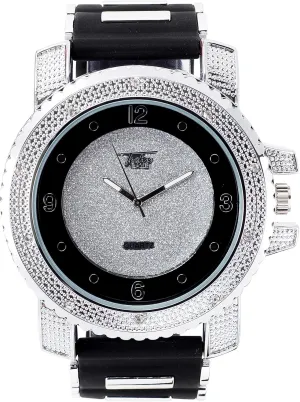 Techno Pave Men's Oversized 52mm Iced Numeral Dial Watch