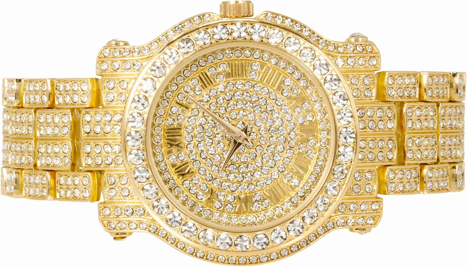 Techno Pave Men's 45mm Iced Out Roman Dial Watch & Bracelet Set