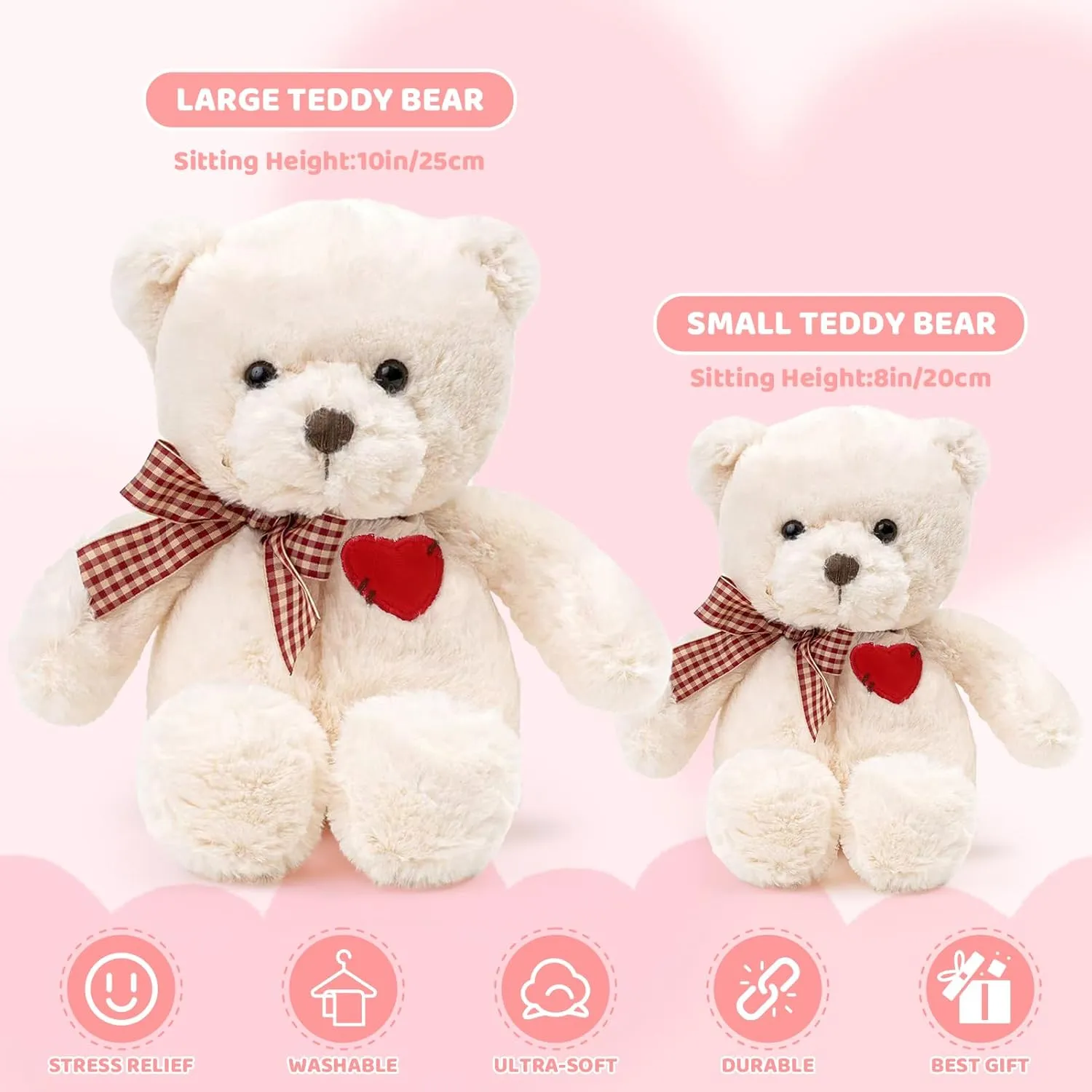 Teddy Bear Plush with Heart Cute White Teddy Bear Stuffed Animal Soft Stuffed Anamals Bear Plushie Christmas Birthday Gifts for Girlfriend Boyfriend Kids 13.8"