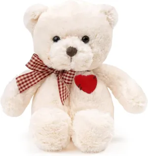 Teddy Bear Plush with Heart Cute White Teddy Bear Stuffed Animal Soft Stuffed Anamals Bear Plushie Christmas Birthday Gifts for Girlfriend Boyfriend Kids 13.8"