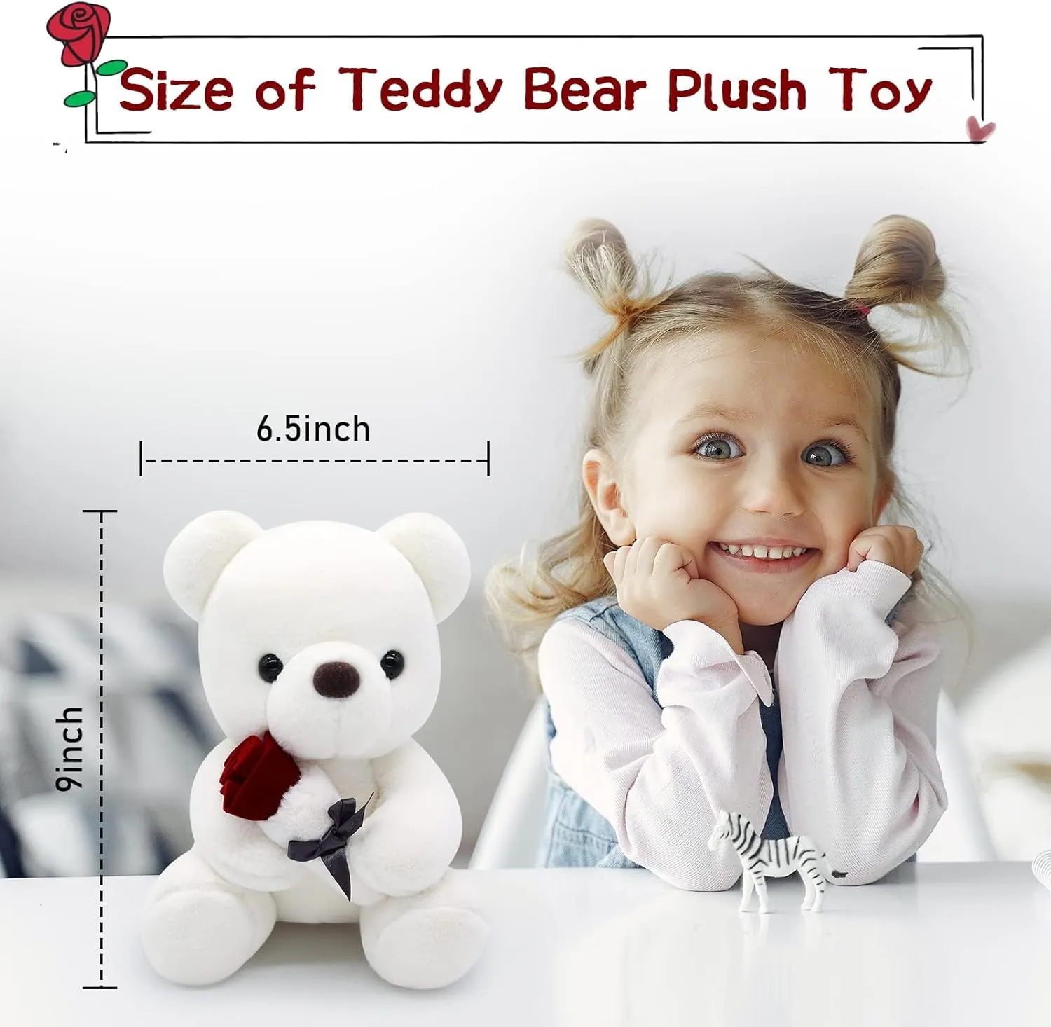 Teddy Bears Stuffed Animals with Rose, 9Inch Valentines Teddy Bear Plush Toy Cute Valentines Day Teddy Bear for Girlfriend, Valentines Day Gift for Kids,Her,Lover,Boyfriend
