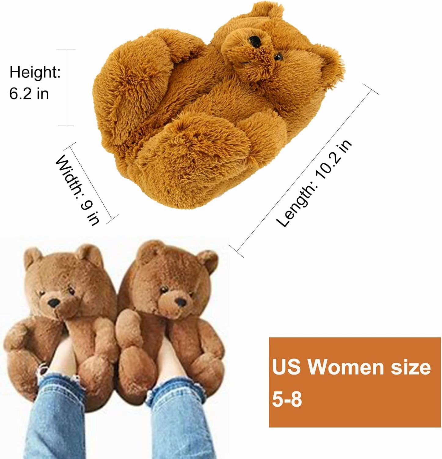 Teddy Bear Slippers, Christmas Cute Winter Warm Fluffy Fuzzy Soft Cute Animal Slippers Women House Indoor Cartoon Women Girls
