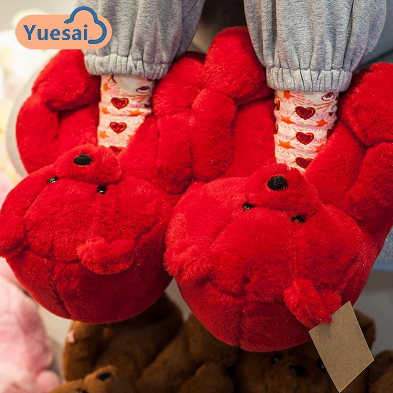 Teddy Bear Slippers, Christmas Cute Winter Warm Fluffy Fuzzy Soft Cute Animal Slippers Women House Indoor Cartoon Women Girls
