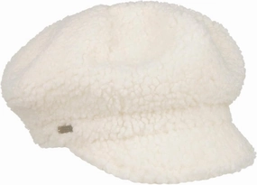 Teddy Fur Newsboy Cap Women White One Size