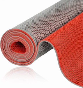 TEEMO 1Pcs Pool Mats for Deck 3x10ft Rubber Drainage Matting Non Slip Drainage Floor Mats Pool Bathroom Flooring Double Sided Colored Rubber Mat for Floor Outdoor Indoor Supplies (Gray Red)