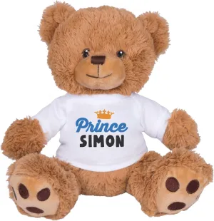 TeesAndTankYou Prince Simon Bear: 8 Inch Brown Teddy Bear Stuffed Animal with White Shirt