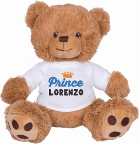 TeesAndTankYou Prince Lorenzo Bear: 8 Inch Brown Teddy Bear Stuffed Animal with White Shirt