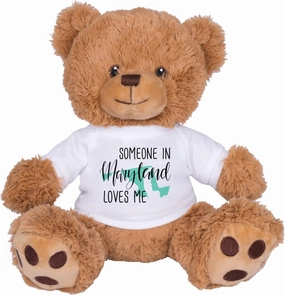 TeesAndTankYou Someone in Maryland Loves Me Bear: 8 Inch Brown Teddy Bear Stuffed Animal with White Shirt