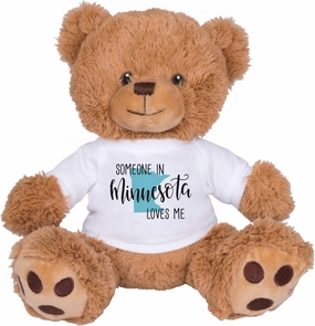 TeesAndTankYou Someone in Minnesota Loves Me Bear: 8 Inch Brown Teddy Bear Stuffed Animal with White Shirt