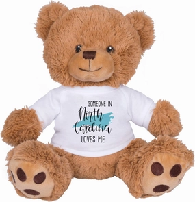 TeesAndTankYou Someone in North Carolina Loves Me Bear: 8 Inch Brown Teddy Bear Stuffed Animal with White Shirt